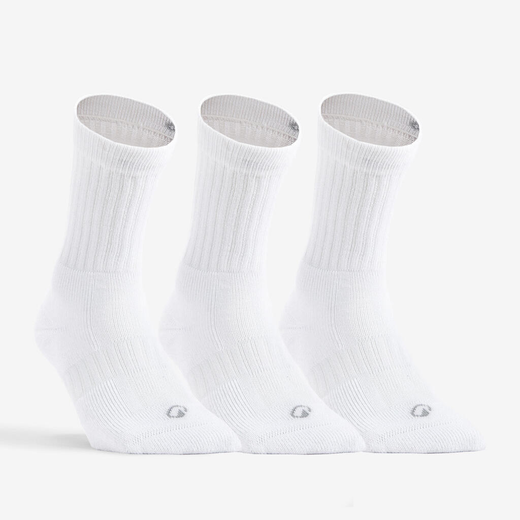CHAUSSETTES DE TENNIS HAUTES DECATHLON RS 500 GRIS LOT DE 3