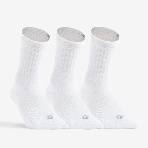 CHAUSSETTES DE TENNIS HAUTES RS 500 BLANC LOT DE 3