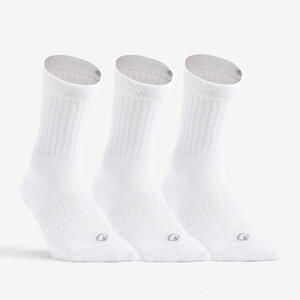 Calcetines altos de deporte Pack de 3 Artengo RS 500 blanco