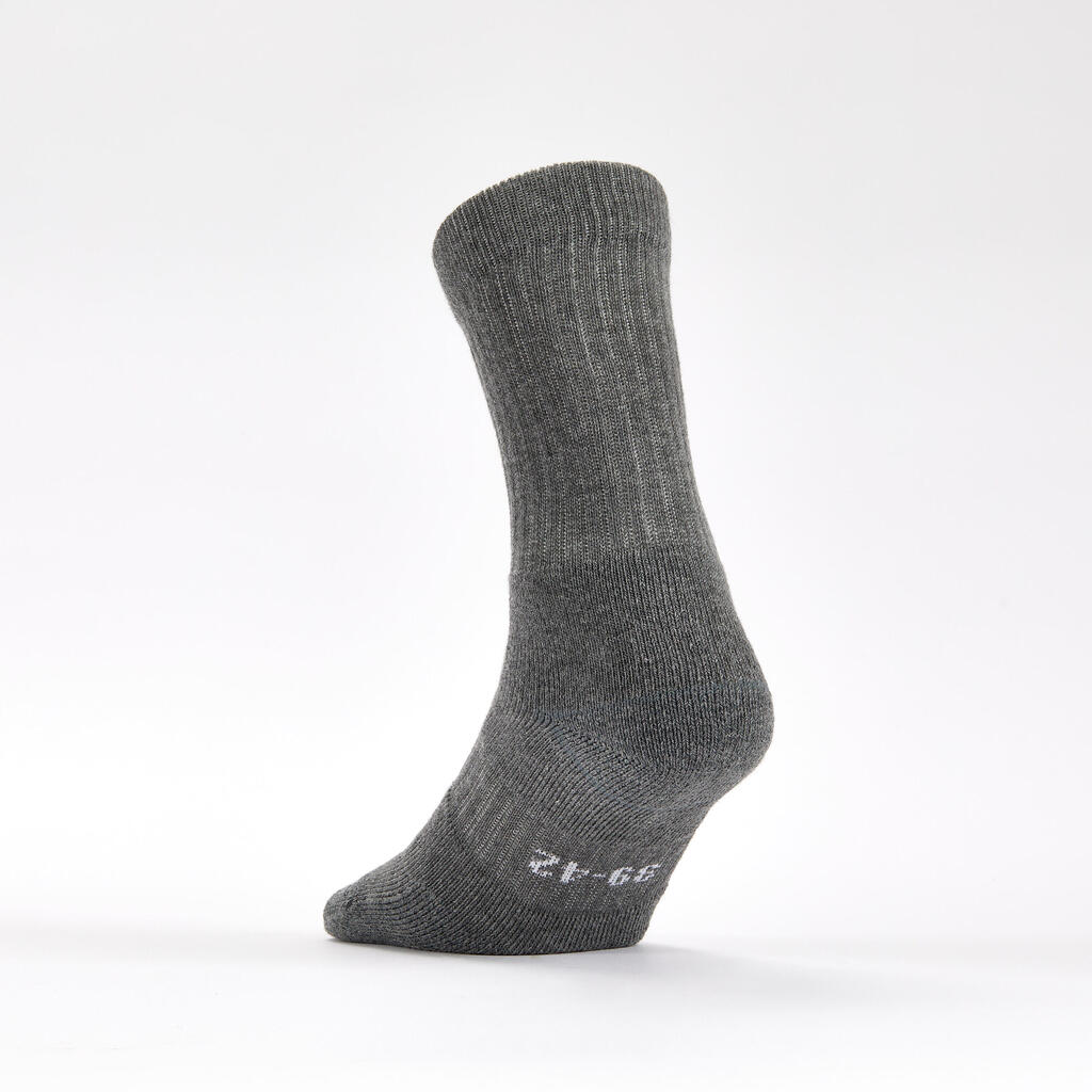 CHAUSSETTES DE TENNIS HAUTES DECATHLON RS 500 GRIS LOT DE 3