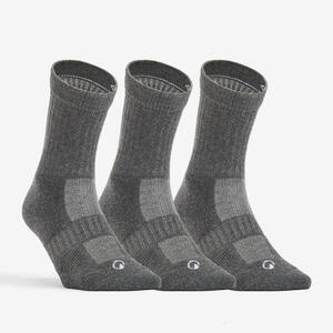 Calcetines altos de deporte Pack de 3 Artengo RS 500 gris