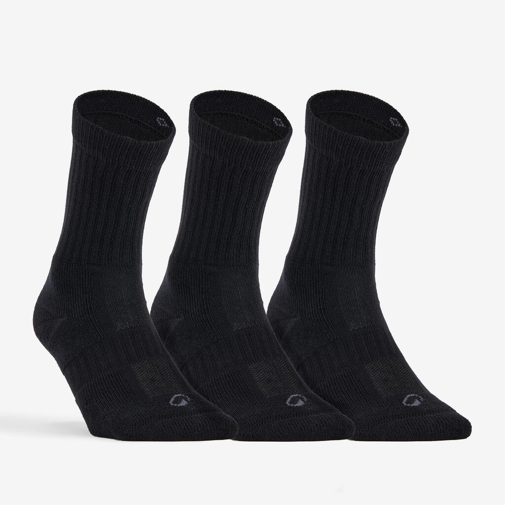 Calcetines de tenis largos negros Decathlon RS 500, 3 pares