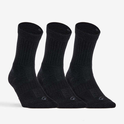 CHAUSSETTES DE TENNIS HAUTES RS 500 NOIR LOT DE 3