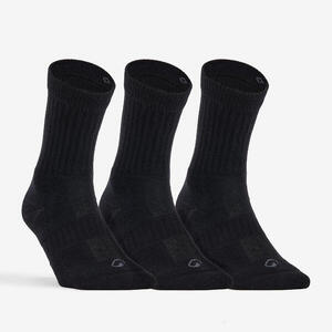 Calcetines altos de deporte Pack de 3 Artengo RS 500 negro