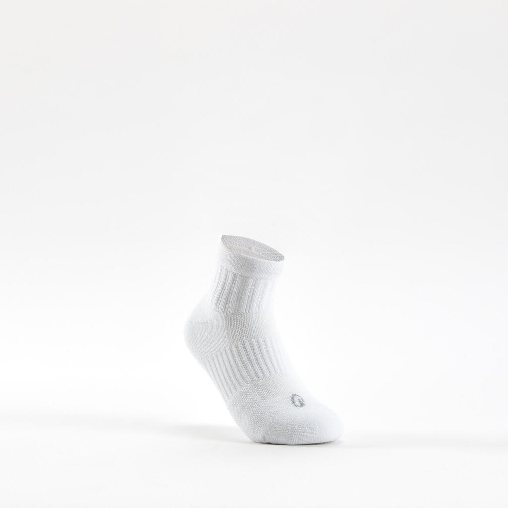 CHAUSSETTES DE SPORT ENFANT MI-HAUTES ARTENGO RS 500 BLANC MARINE LOT DE 3