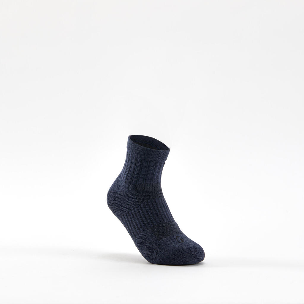 CHAUSSETTES DE SPORT ENFANT MI-HAUTES ARTENGO RS 500 BLANC MARINE LOT DE 3