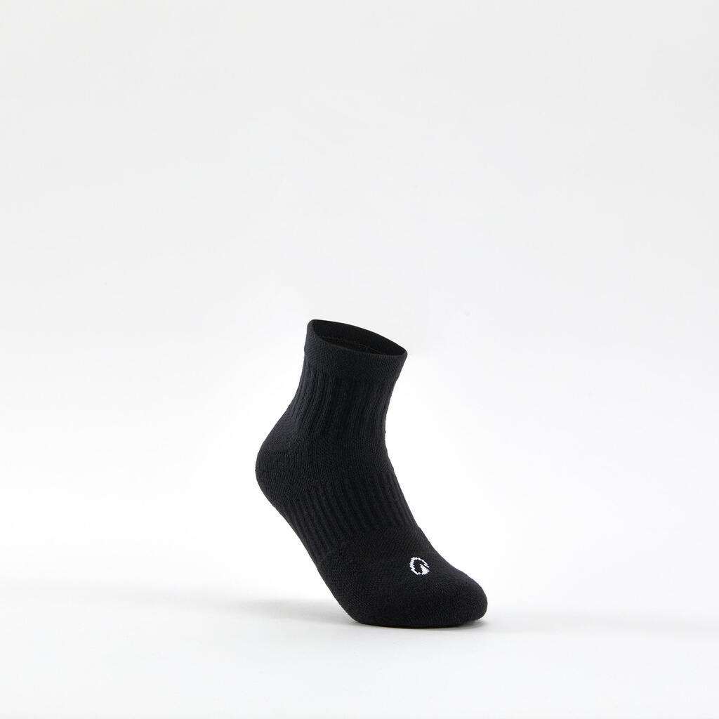 CHAUSSETTES DE SPORT ENFANT MI-HAUTES ARTENGO RS 500 BLANC MARINE LOT DE 3