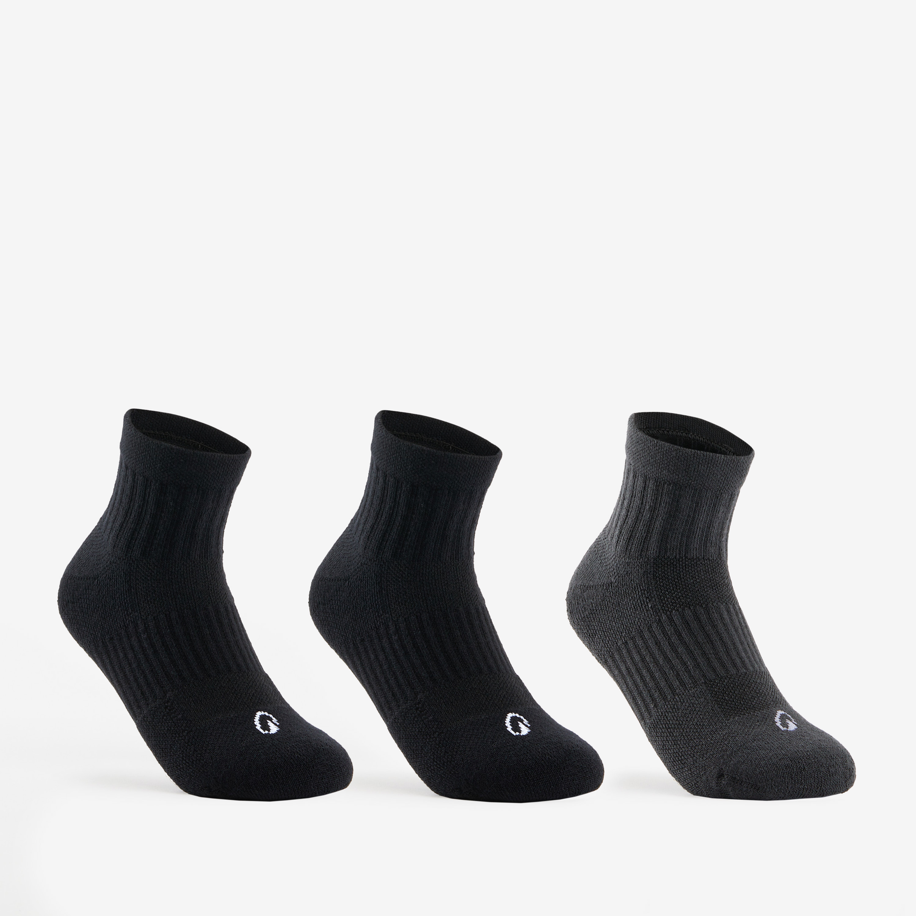 Chaussettes de sport enfant mi-hautes rs 500 noir gris lot de 3 - Tennis - Artengo- Clubs - Entreprises - Collectivités - Associations