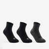 CHAUSSETTES DE SPORT ENFANT MI-HAUTES ARTENGO RS 500 NOIR GRIS LOT DE 3