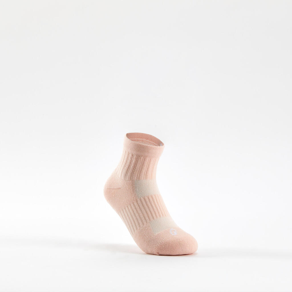 CHAUSSETTES DE SPORT ENFANT MI-HAUTES ARTENGO RS 500 ROSE BLANC BLEU LOT DE 3