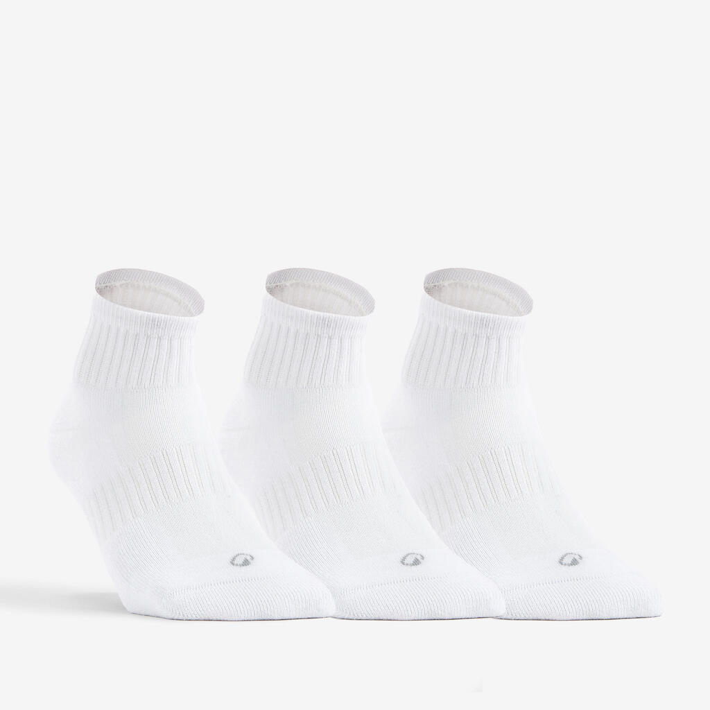 CHAUSSETTES DE SPORT MI-HAUTES DECATHLON RS 500 BLANC LOT DE 3