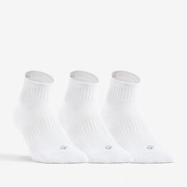 CHAUSSETTES DE SPORT MI-HAUTES RS 500 BLANC LOT DE 3