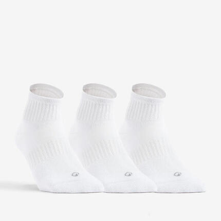 CHAUSSETTES DE TENNIS MI-HAUTES RS 500 GRIS LOT DE 3