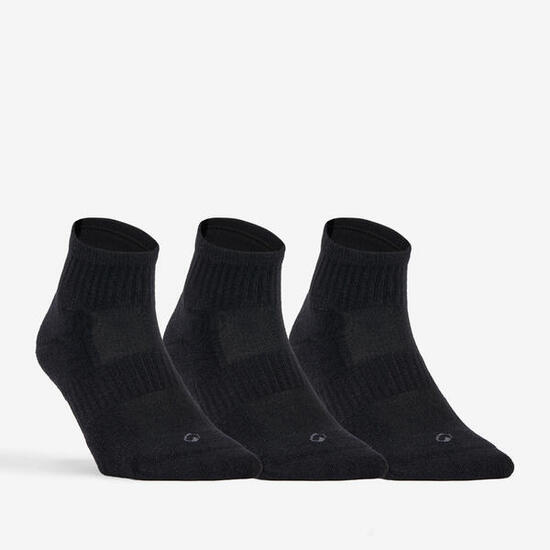 CHAUSSETTES DE SPORT MI-HAUTES RS 500 NOIR LOT DE 3