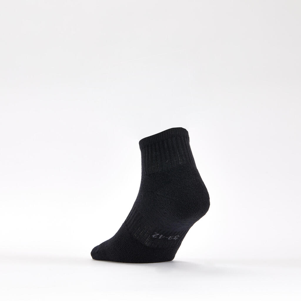 CHAUSSETTES DE SPORT MI-HAUTES DECATHLON RS 500 NOIR LOT DE 3