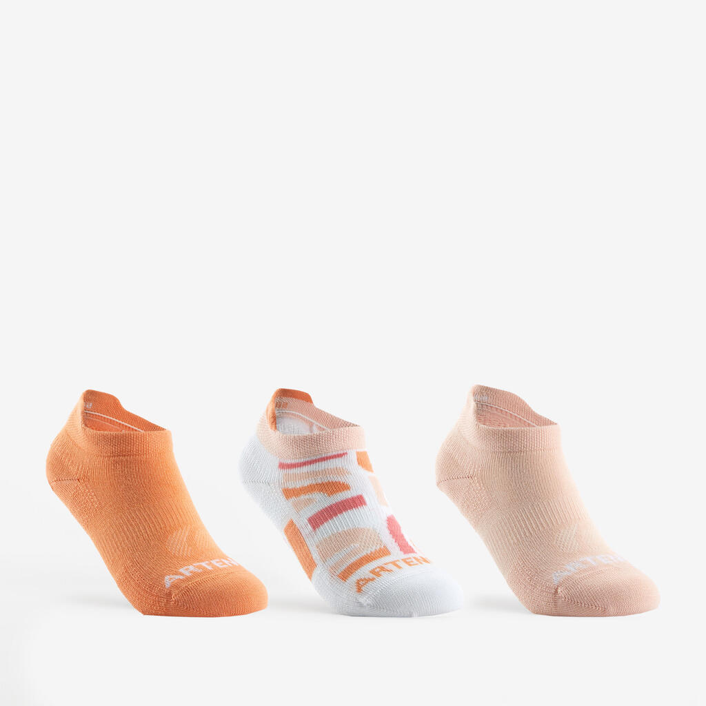 Kids' Low Tennis Socks RS 160 Tri-Pack - Orange/Pink