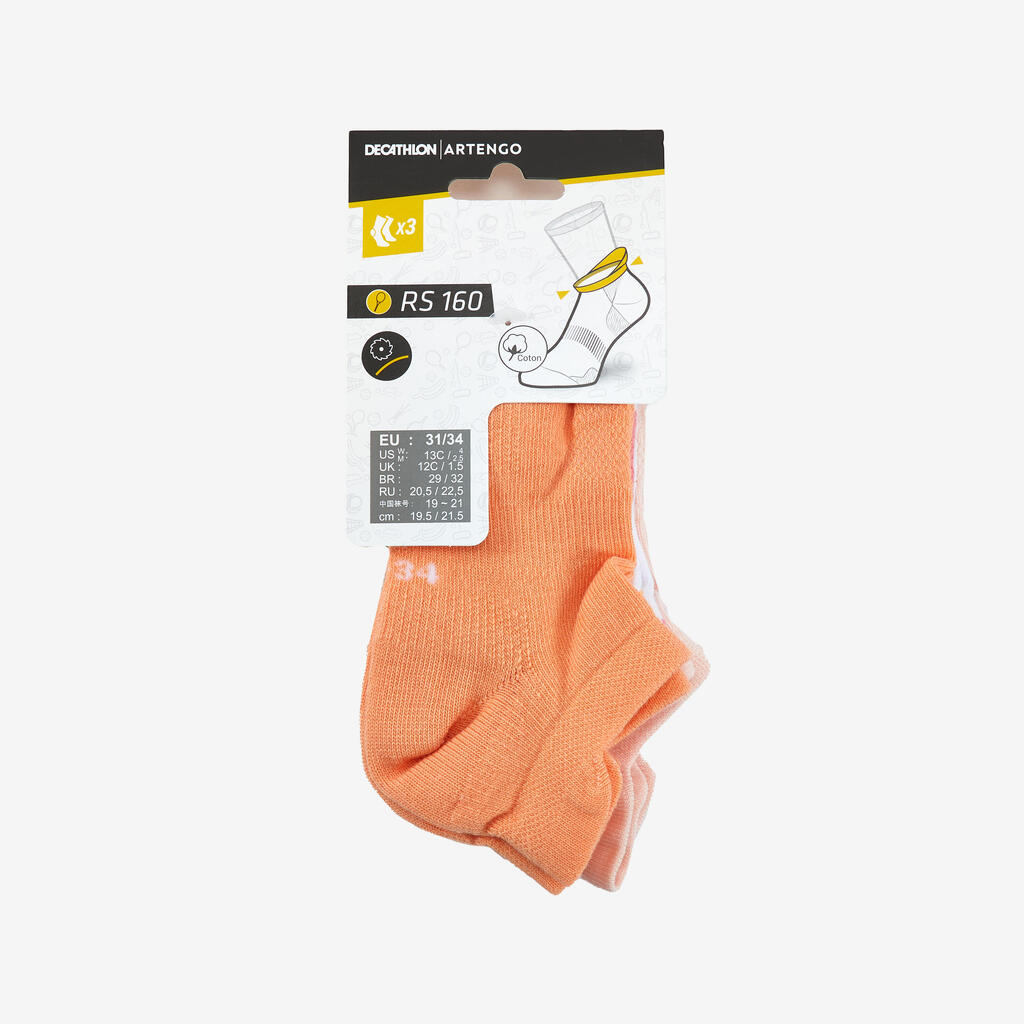 Bērnu īsās tenisa zeķes “RS 160”, 3 pāri, zaļas/purpura