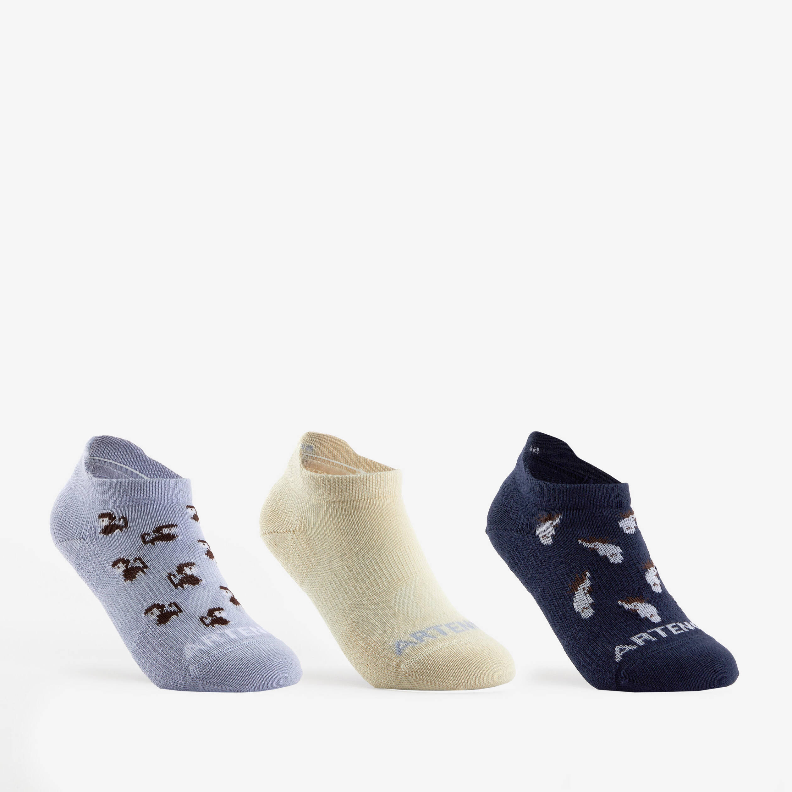 Kids' Low Sports Socks Tri-Pack RS 160 - Blue/White/Patterns