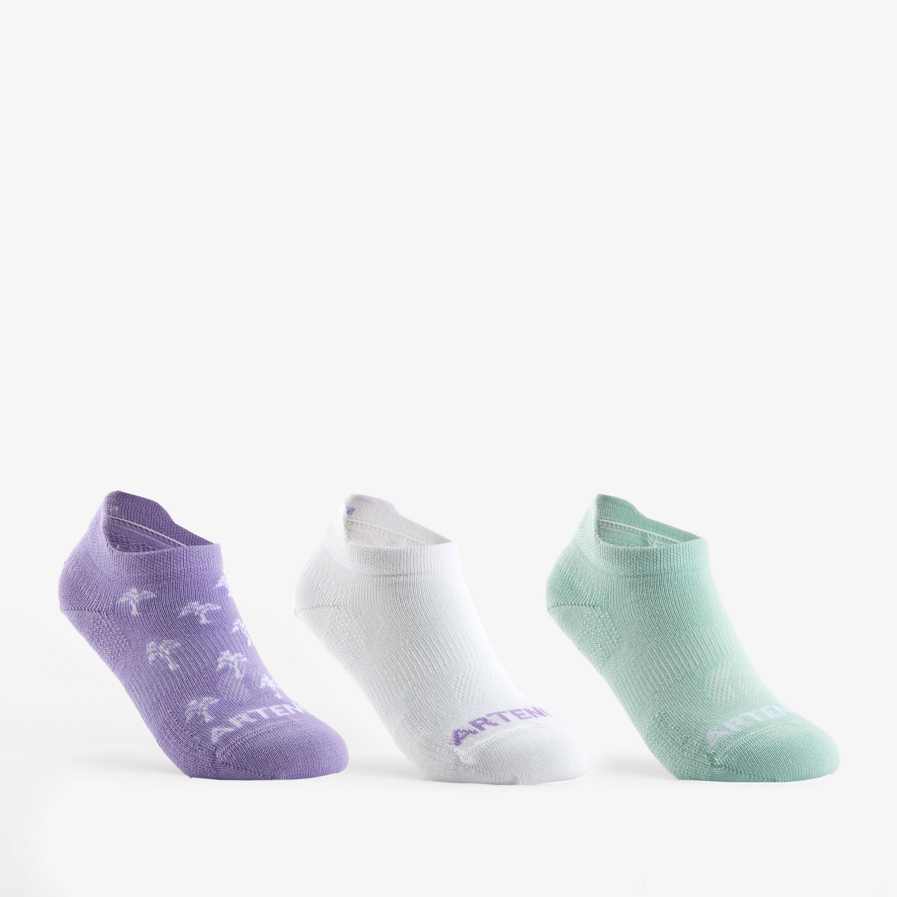 Kids' Low Tennis Socks RS 160 Tri-Pack - Green/Purple -  1