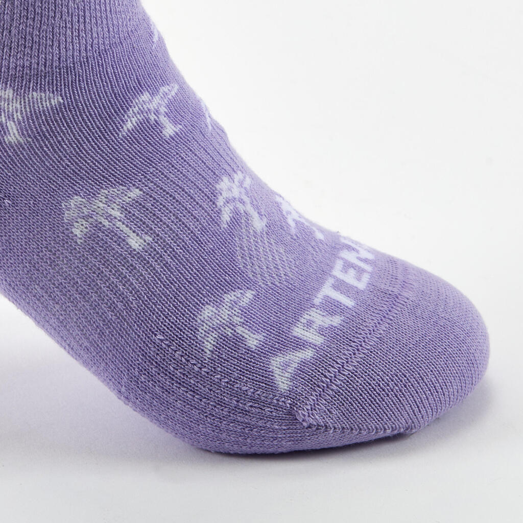Bērnu īsās tenisa zeķes “RS 160”, 3 pāri, zaļas/purpura