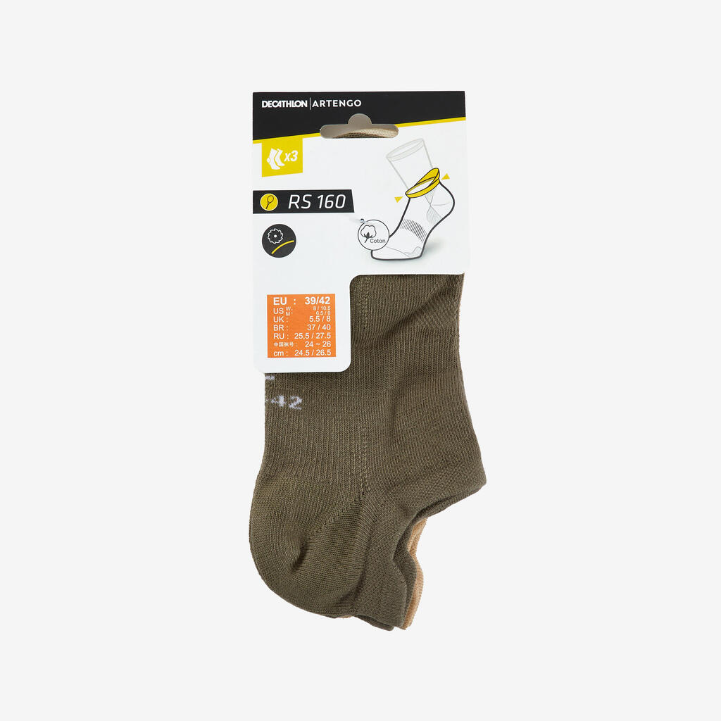 Chaussettes de sport basses Artengo RS 160 motif rose lot de 3.