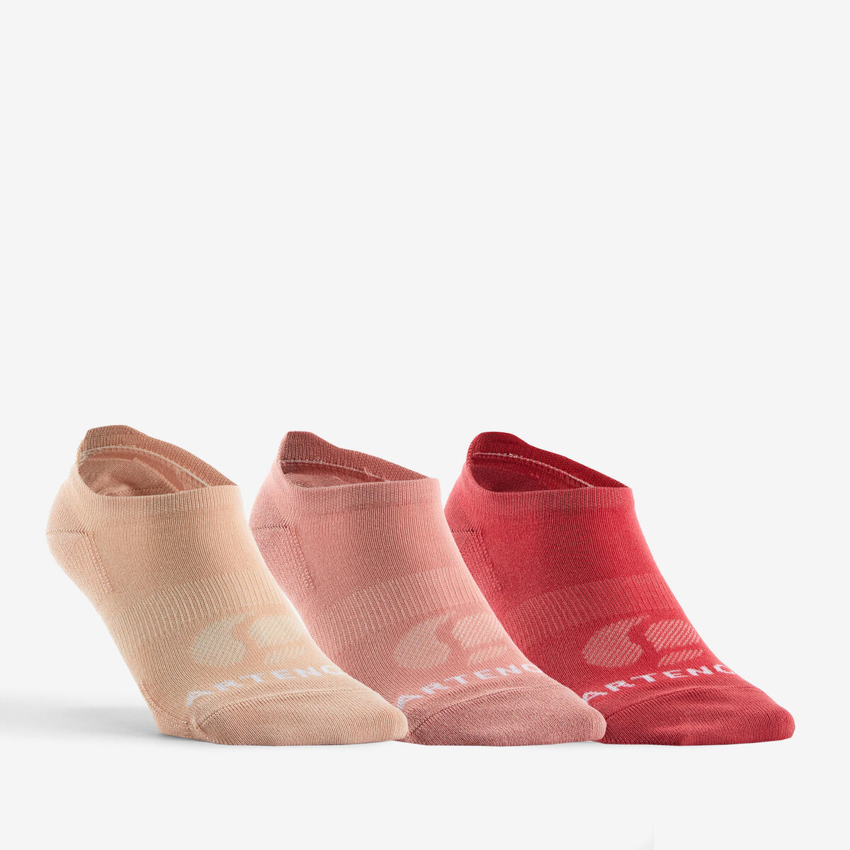 Chaussettes de sport basses Artengo RS 160 motif rose lot de 3.
