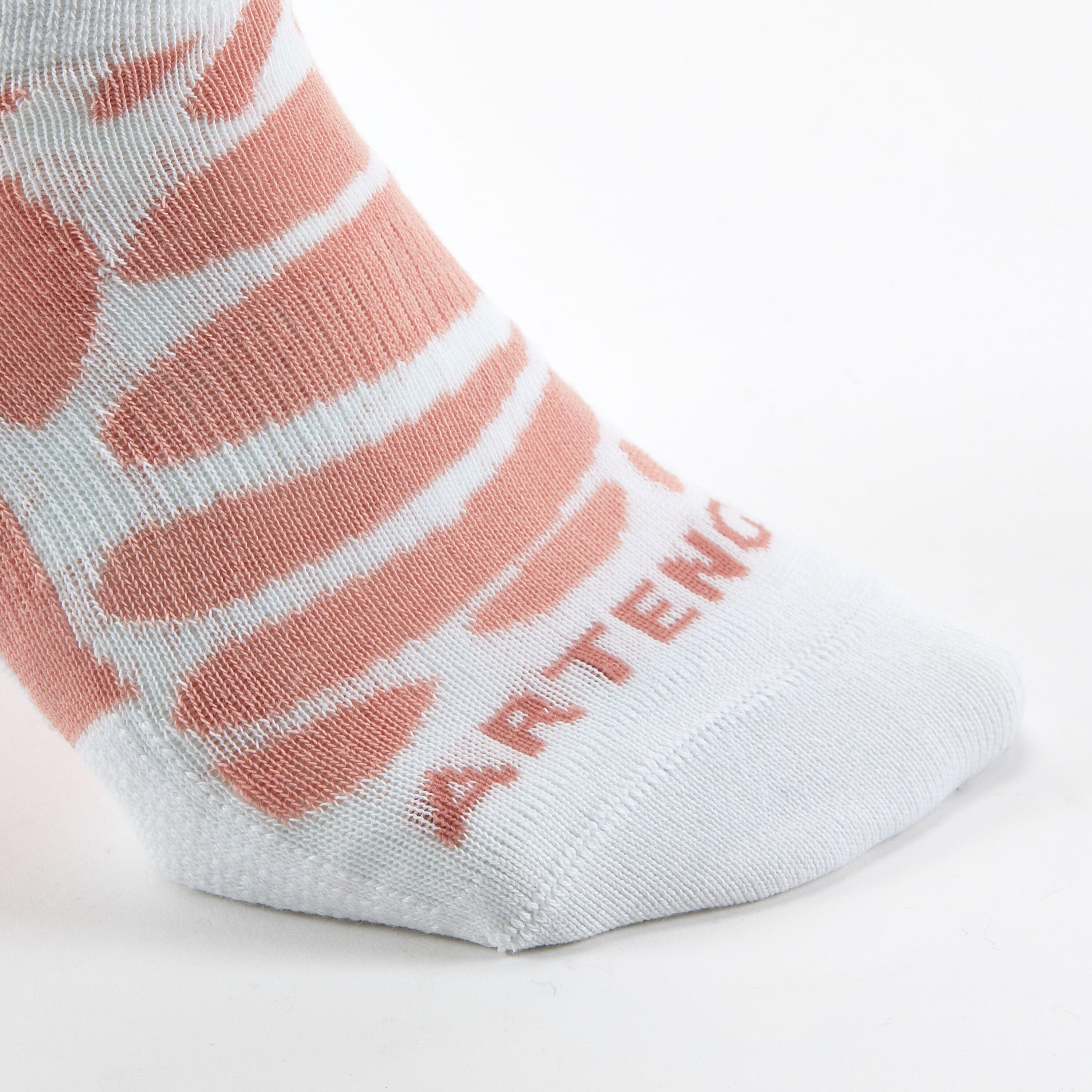 Chaussettes de sport basses Artengo RS 160 orange motif rose lot de 3 5/8