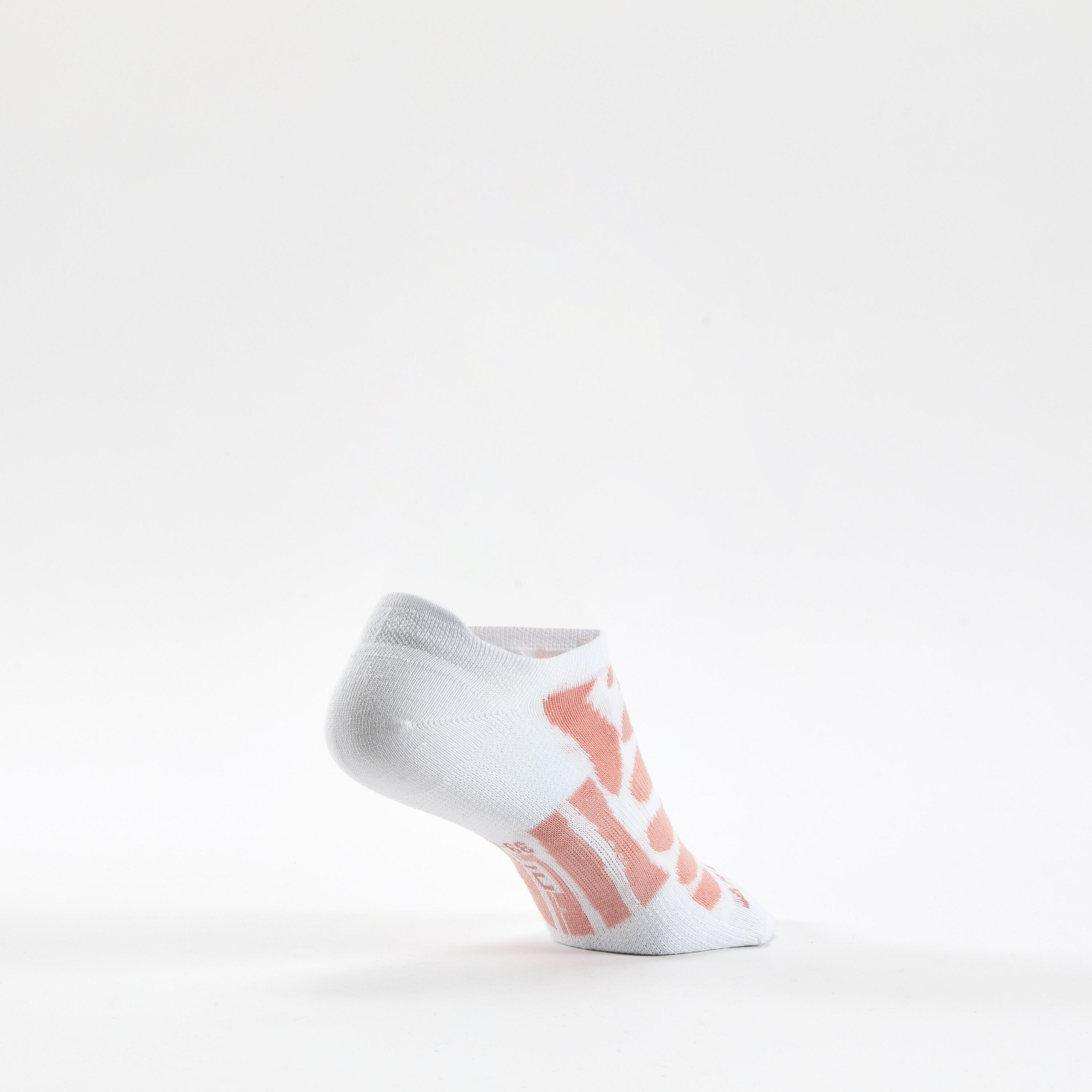 Chaussettes de sport basses Artengo RS 160 orange motif rose lot de 3 6/8