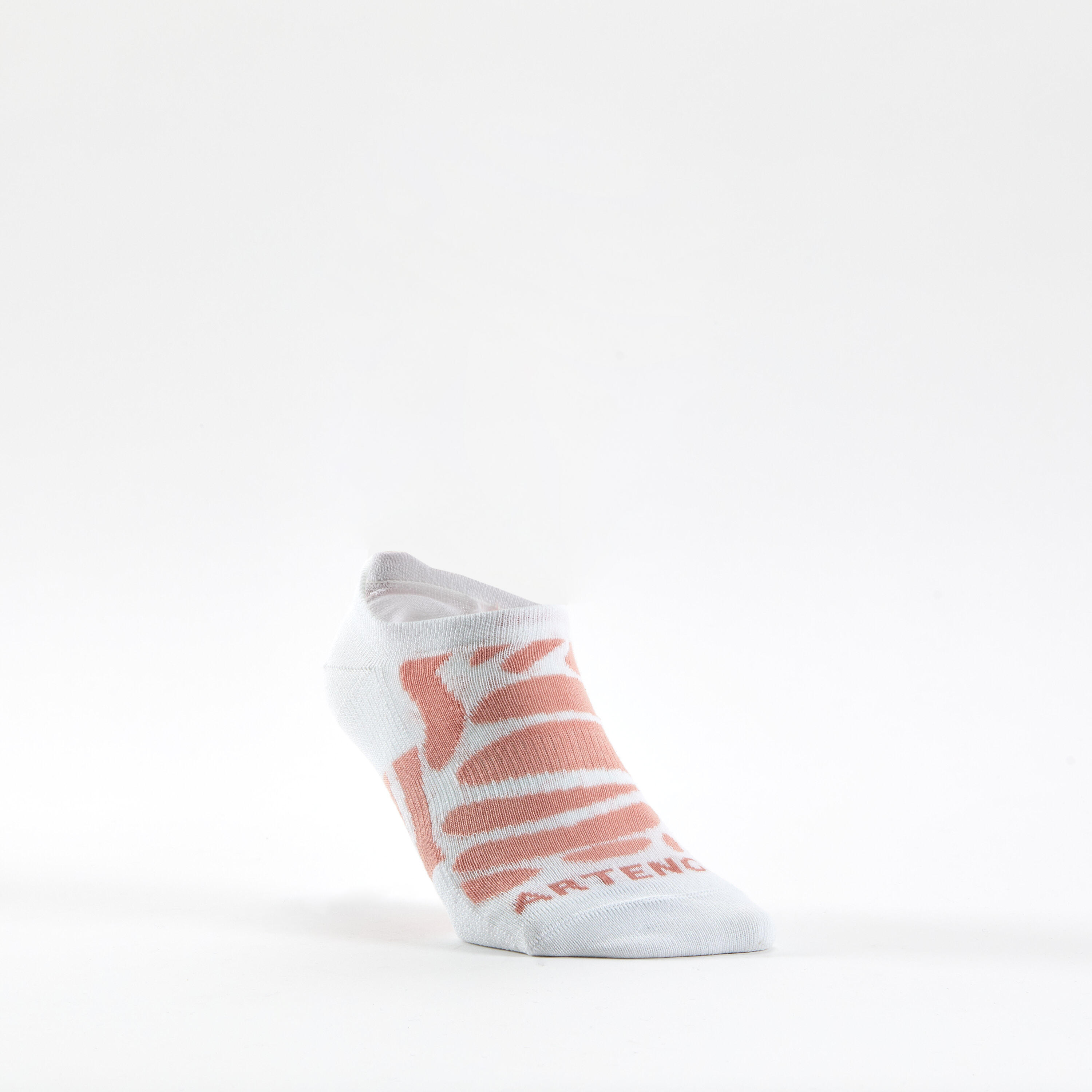 Chaussettes de sport basses Artengo RS 160 orange motif rose lot de 3 3/8