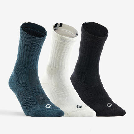 CHAUSSETTES DE TENNIS HAUTES RS 500 MARINE LOT DE 3