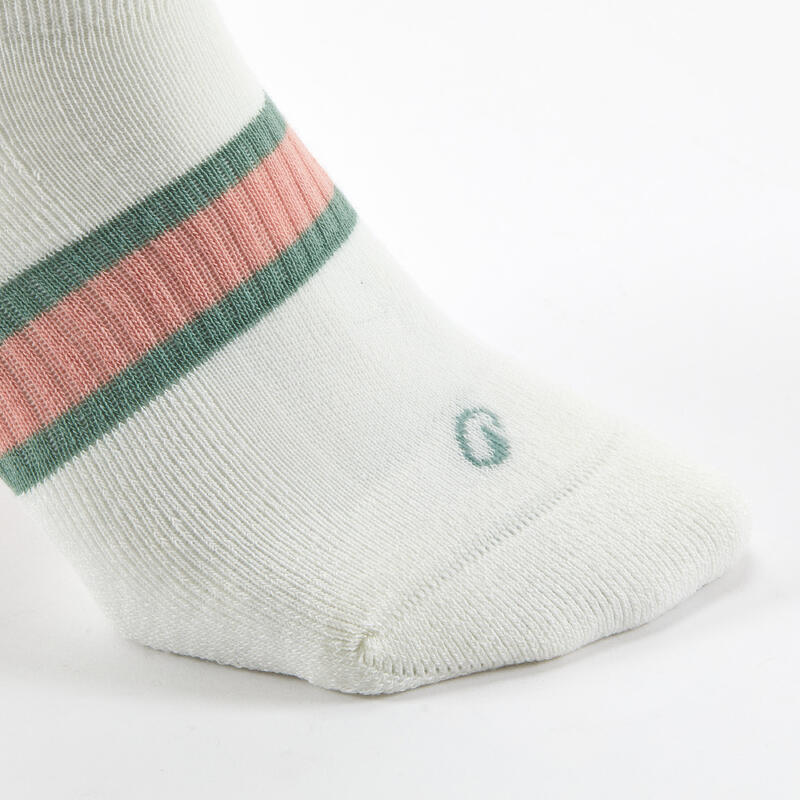 Tennissocken niedrig Decathlon RS 500 gemustert rosa, weiss, grün.
