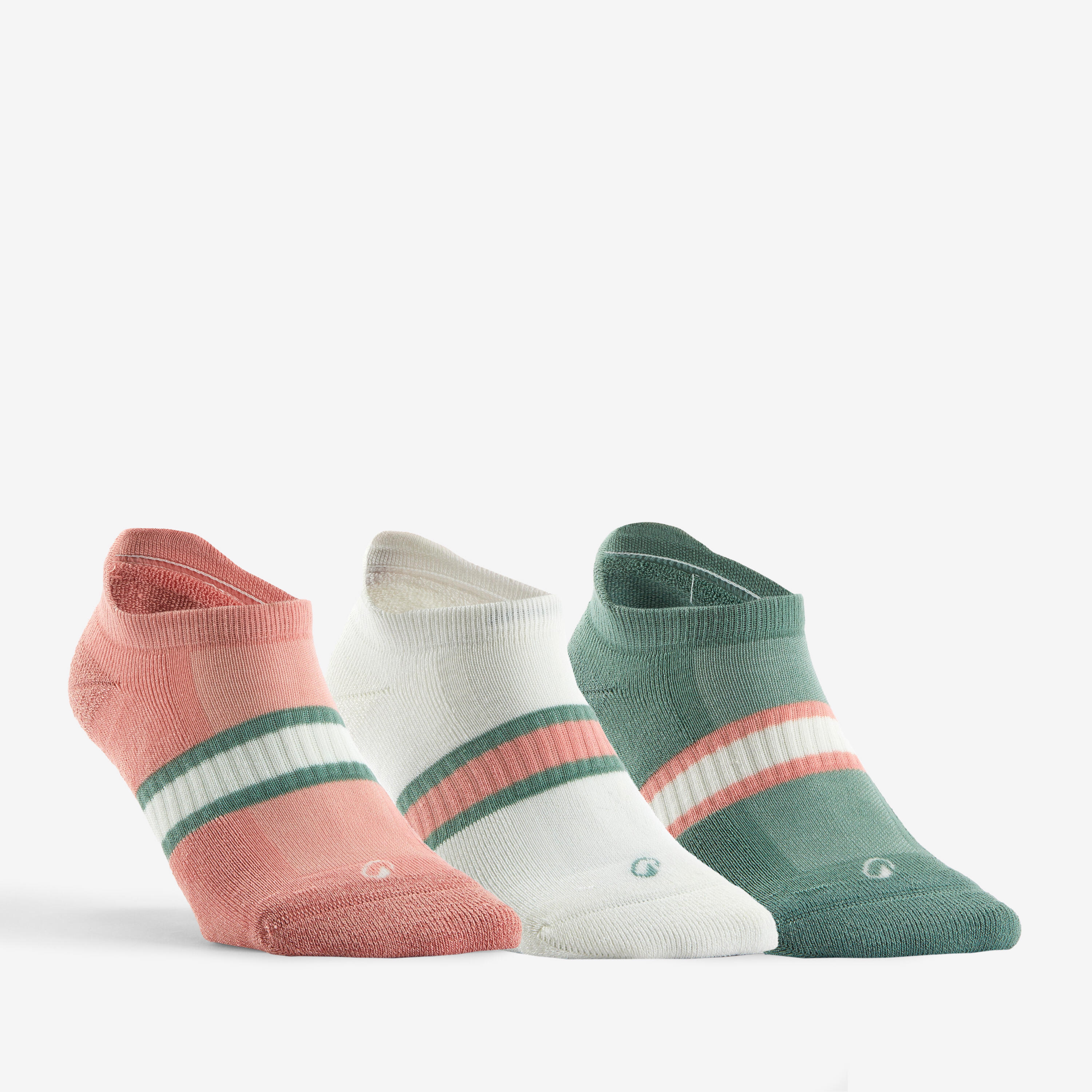 3 Tennissocken ind orange, grün und weiß mit dickem Streifen