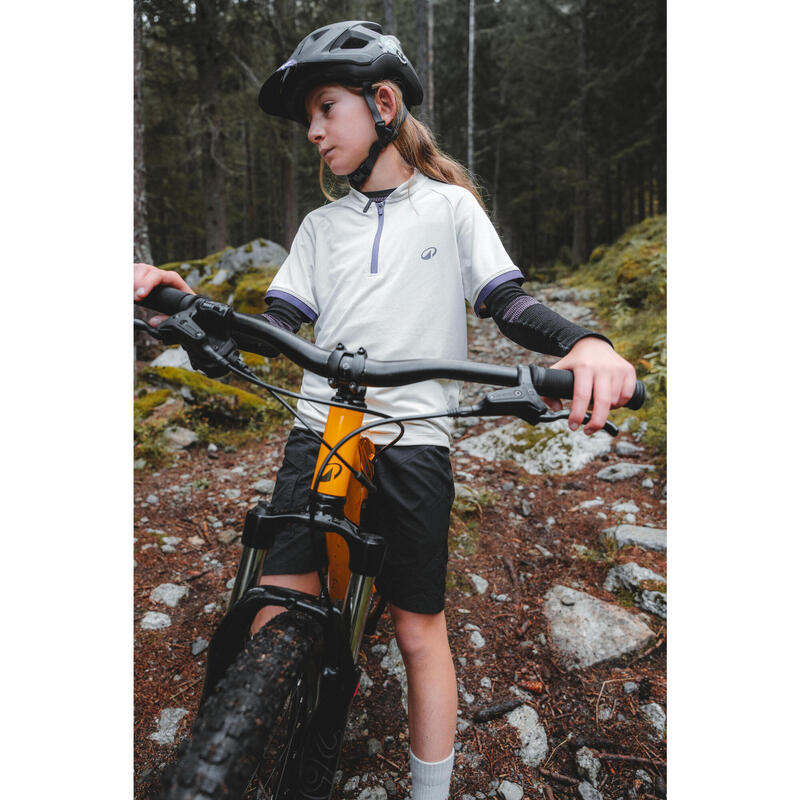 Maillot manches courtes vélo enfant 7-11 ans, 500 Beige