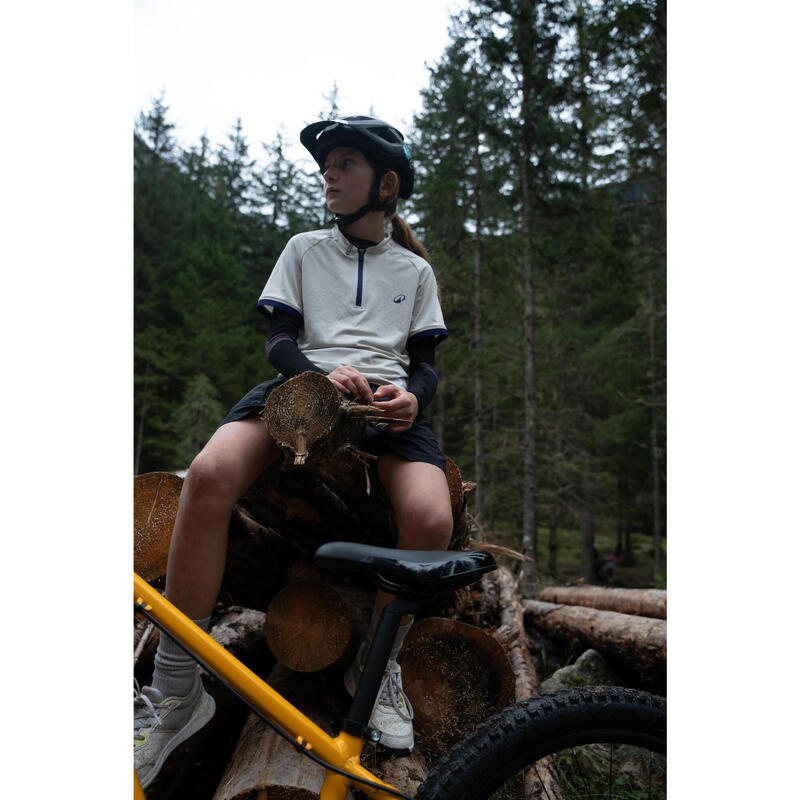 Maillot manches courtes vélo enfant 7-11 ans, 500 Beige