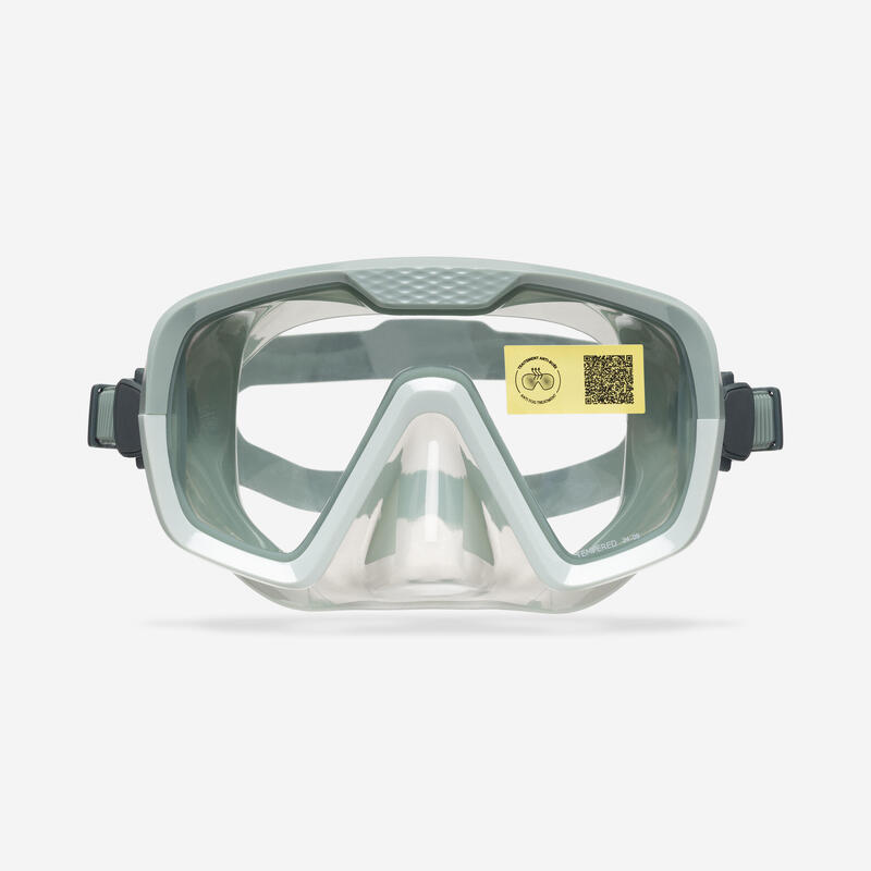 Masque de plongée anti buée - 100 Mono sangle silicone Kaki