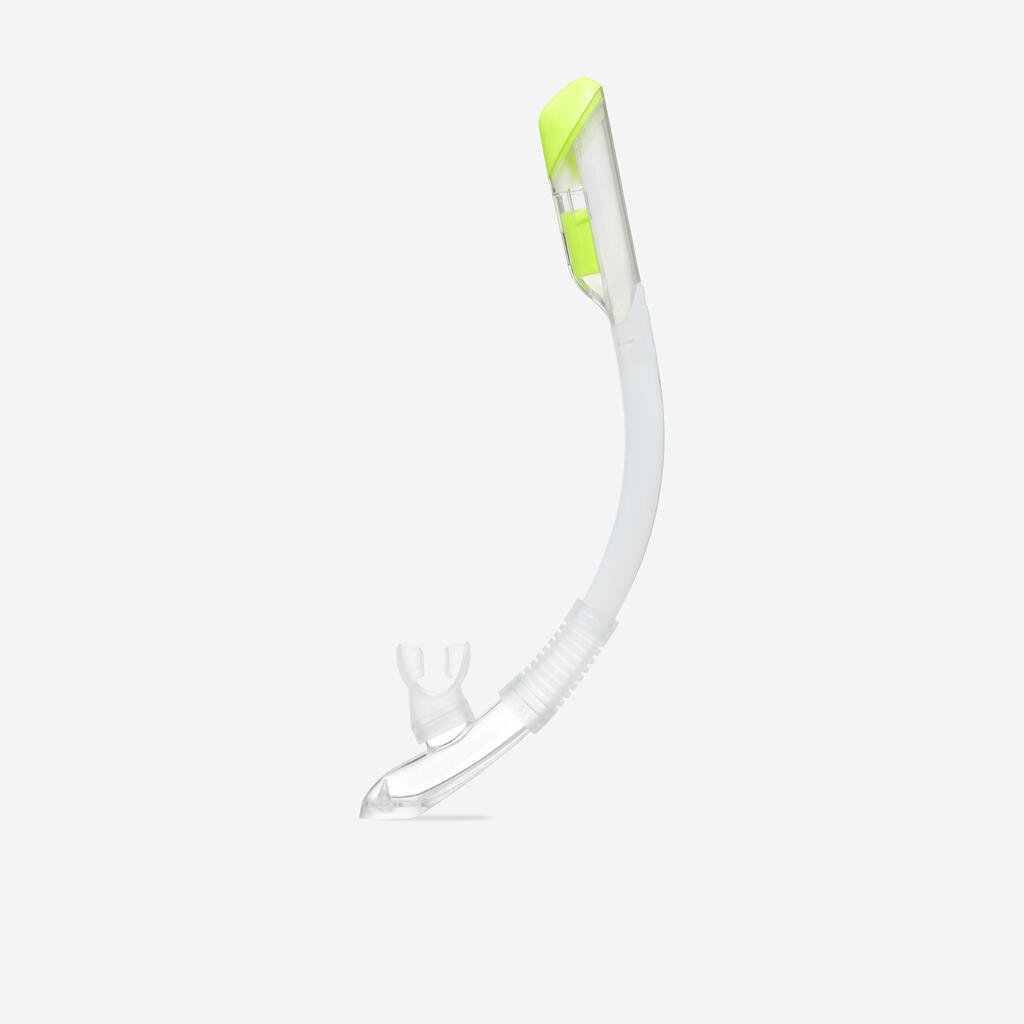 Tuba plongée avec soupape drytop  - SNORKEL DRY TOP JUNIOR 100 Translucide
