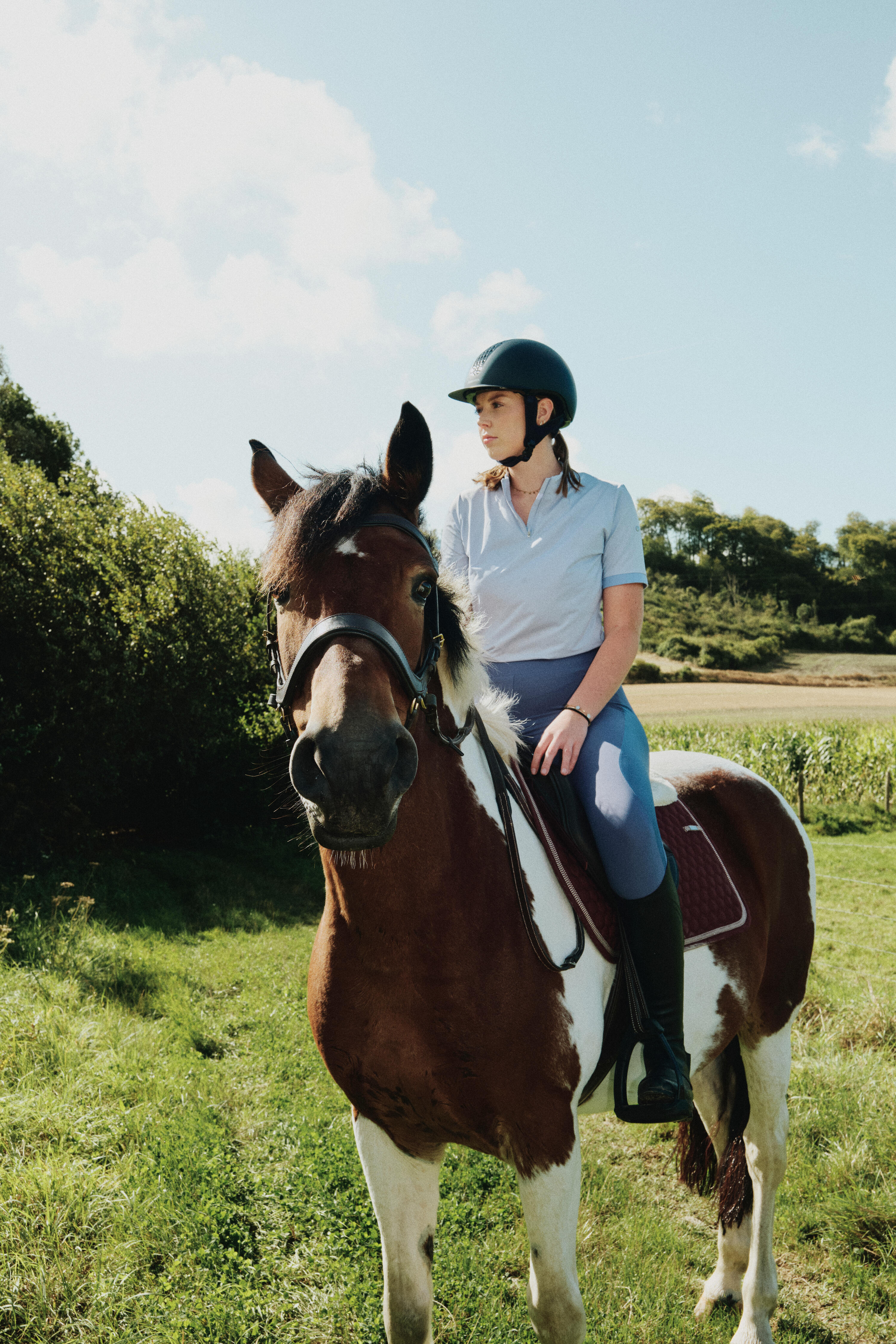 LEGGING EQUITATION LEGER FULLGRIP  FEMME - Eté - Bleu Comète 7/9