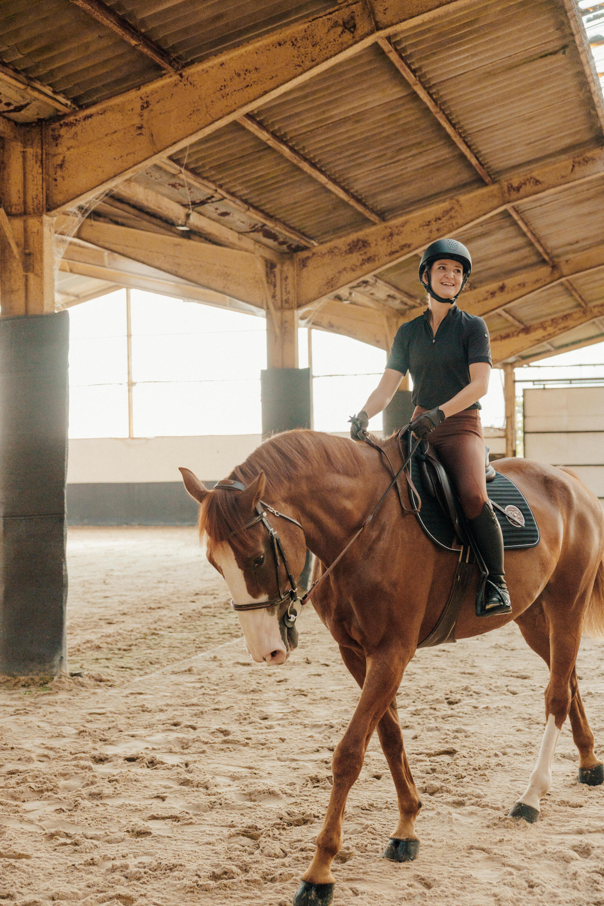 Women's Horse Riding Short-Sleeved Heritage Polo Shirt Black