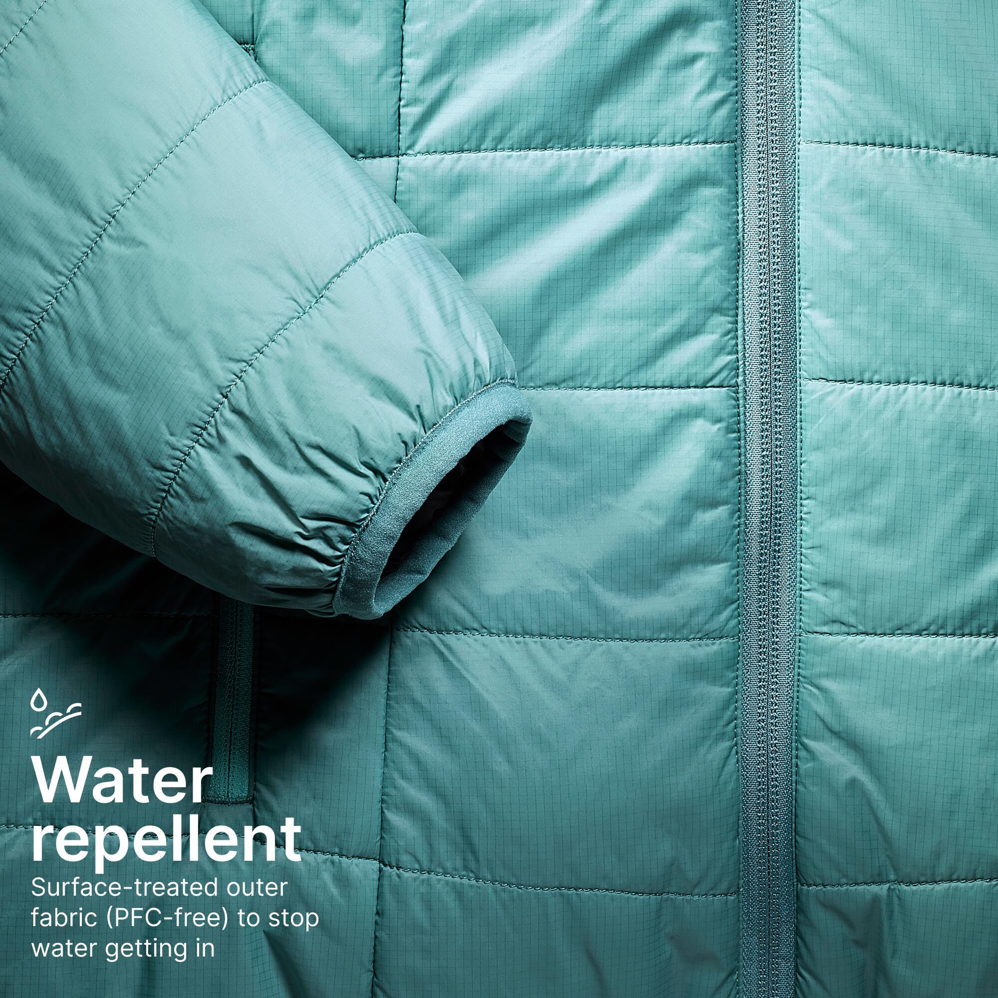 Women Warm Puffer Jacket with hood for mountain trekking- MT100 - 5°C - Blue