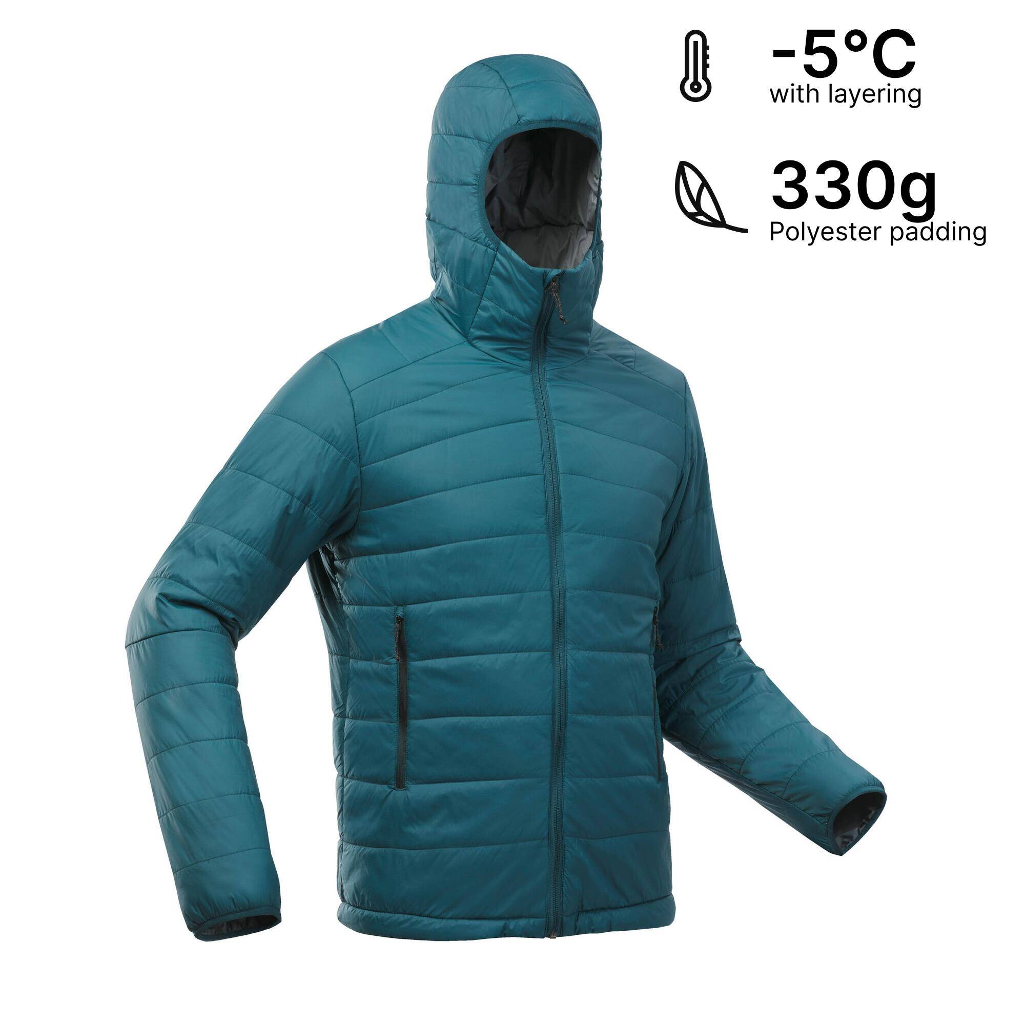 Men Packable Puffer Jacket for Trekking - MT100 -5°C Petrol Blue -  1