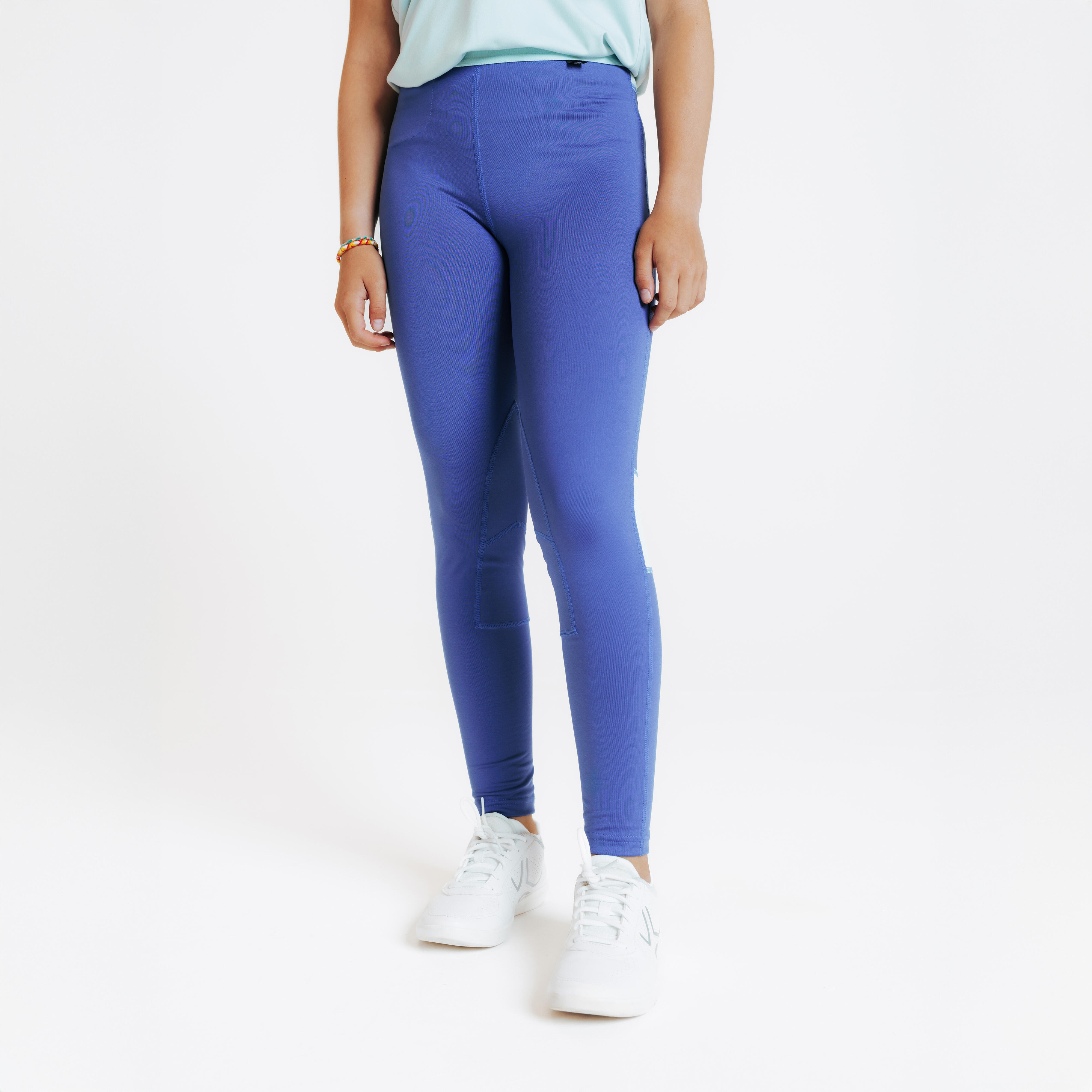 Legging équitation léger enfant - 100 bleu comète / vert céladon - FOUGANZA
