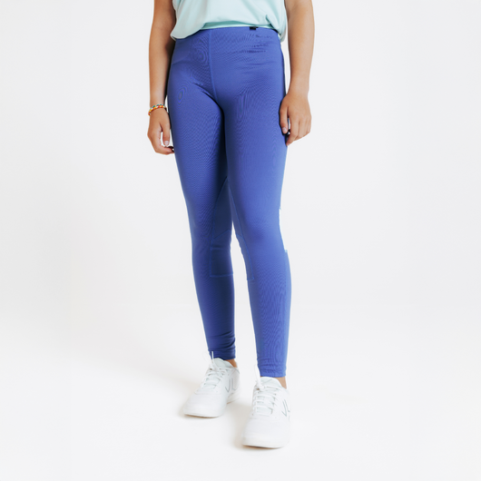 Legging équitation léger Enfant - 100 Bleu Comète / Vert Céladon