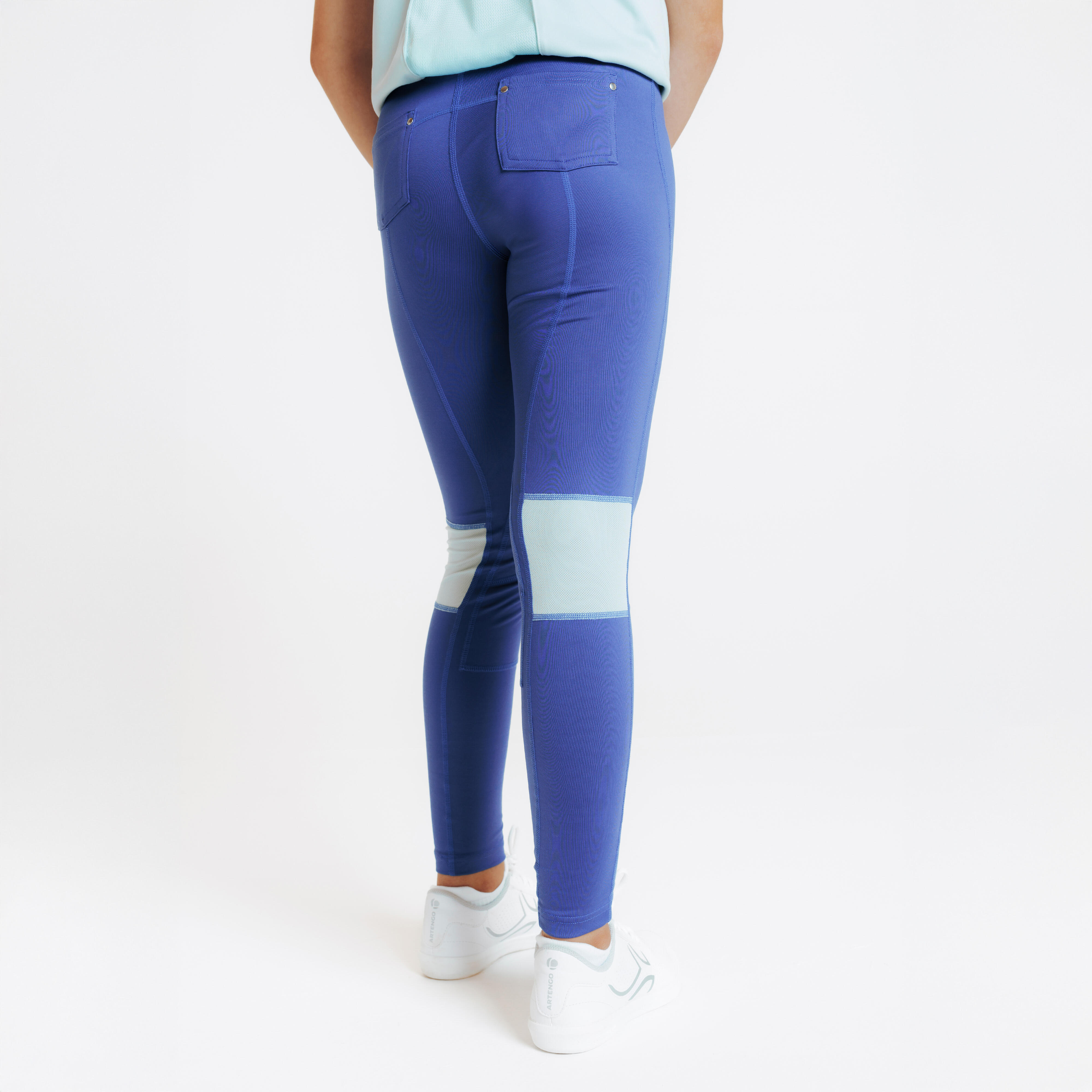 Legging équitation léger enfant - 100 bleu comète / vert céladon - FOUGANZA