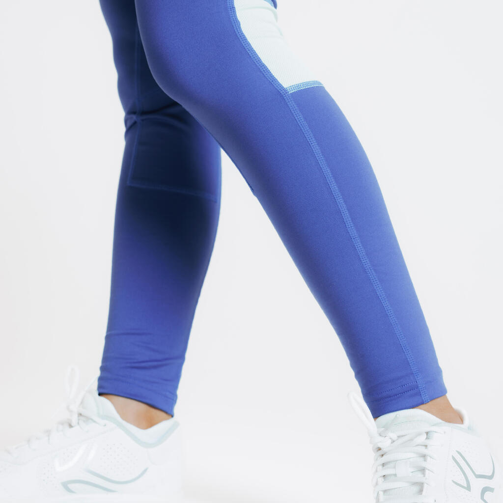 Kids' Lightweight Horse Riding Leggings 100 - Comet Blue/Celadon Green
