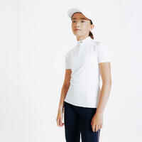 Girls' Short-Sleeved Horse Riding Show Polo Shirt 500 - White