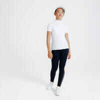 Girls' Short-Sleeved Horse Riding Show Polo Shirt 500 - White