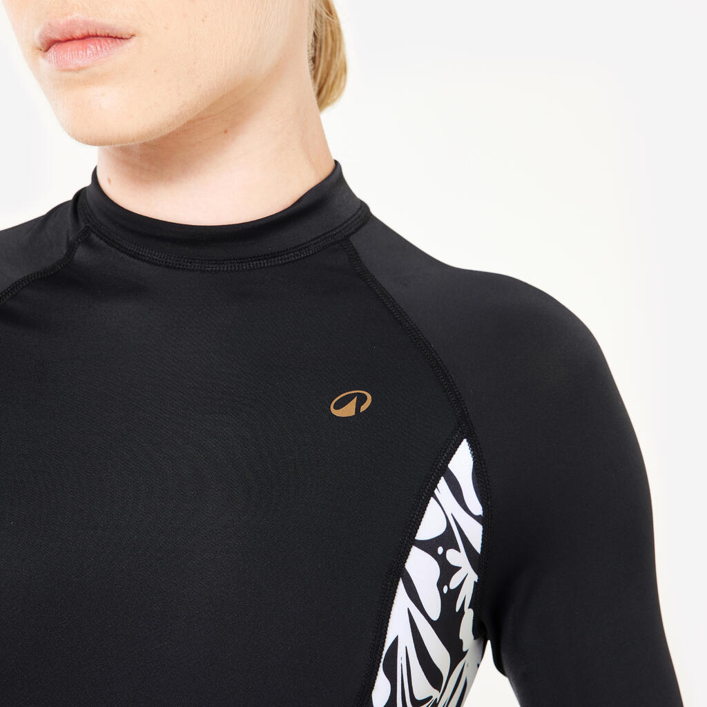 Women’s surfing long sleeve 1-piece swimsuit - Dani black and white