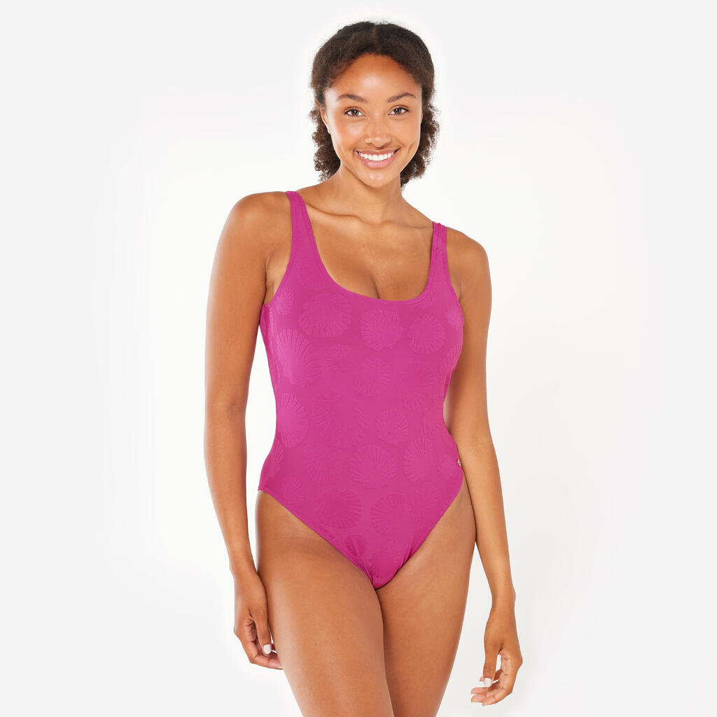 Maillot de bain une pièce texturé surf Femme - Aurely violet