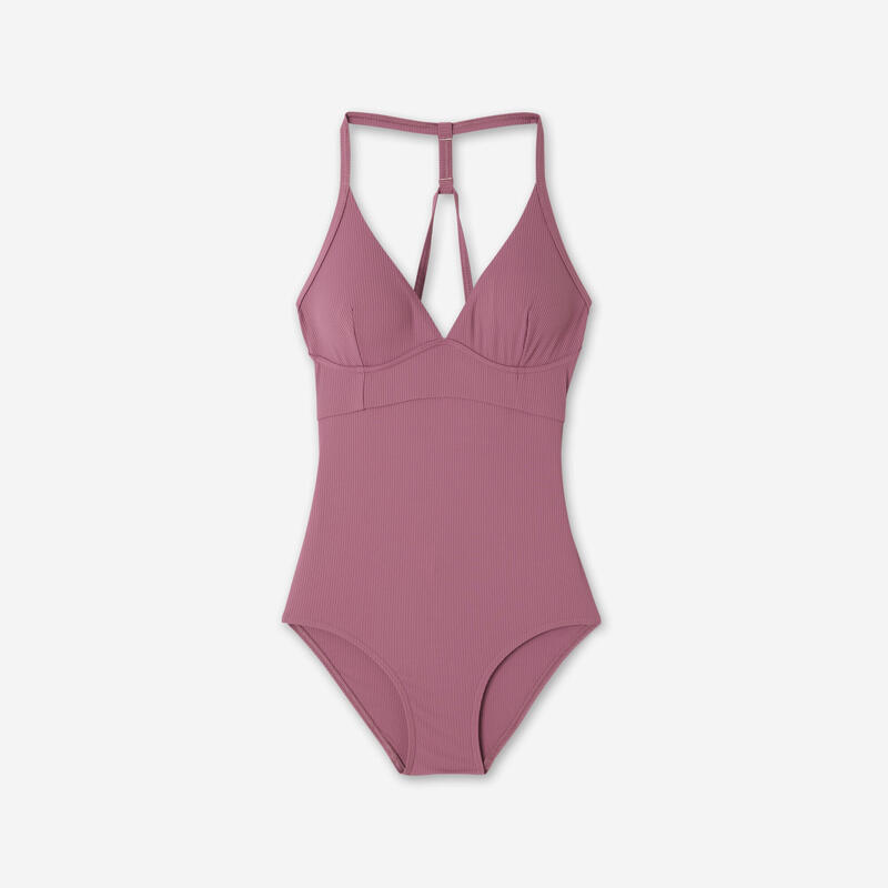 Maillot de bain 1 pièce texturé surf Femme - Bea violet rosewood