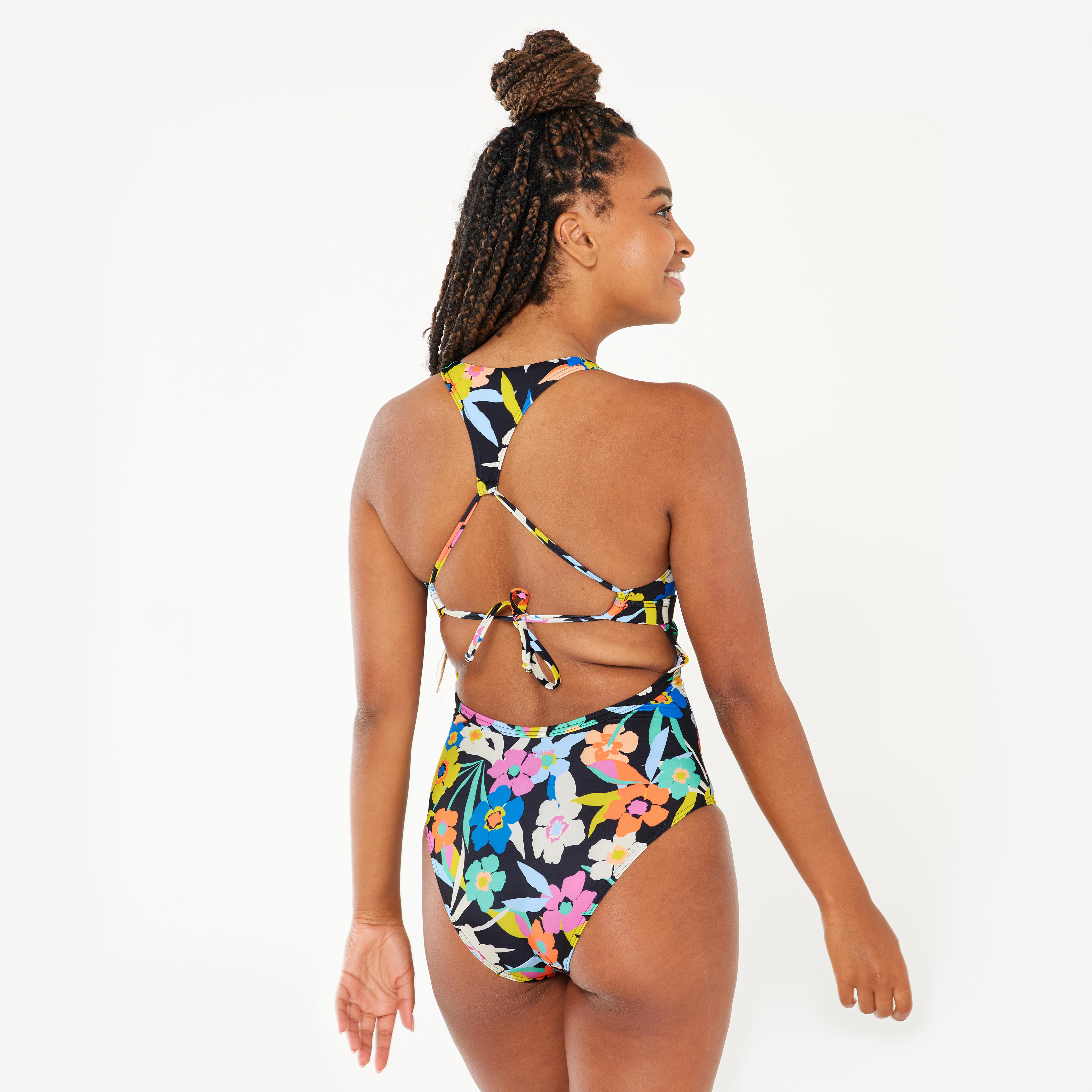 Women's floral surf 1-piece swimsuit - Agatha azalea multicolour